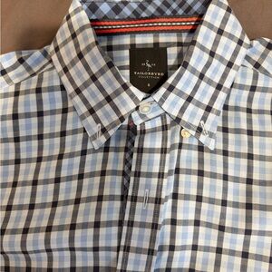 Tailorbyrd Light Blue and Navy Plaid Shirt